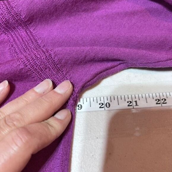 J. Jill Wearever Collection Washable Merino‎ Wool Pointelle Sweater Purple Sz XS - Picture 8 of 9